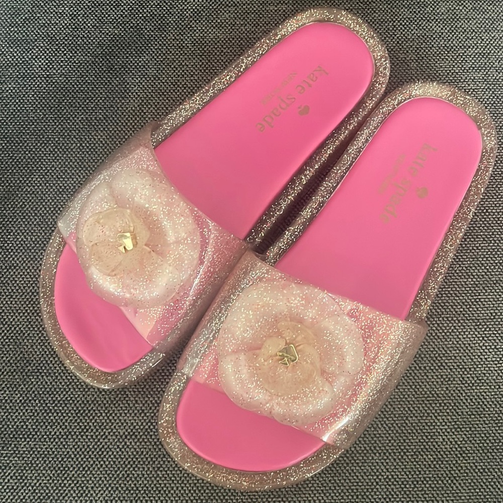 Kate Spade Pink Glitter Jelly Slides Sandals Sz 6 Gem